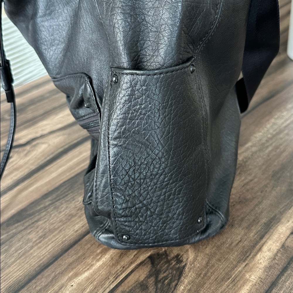 L.A.M.B. Black Leather Bucket Backpack - Picture 13 of 14